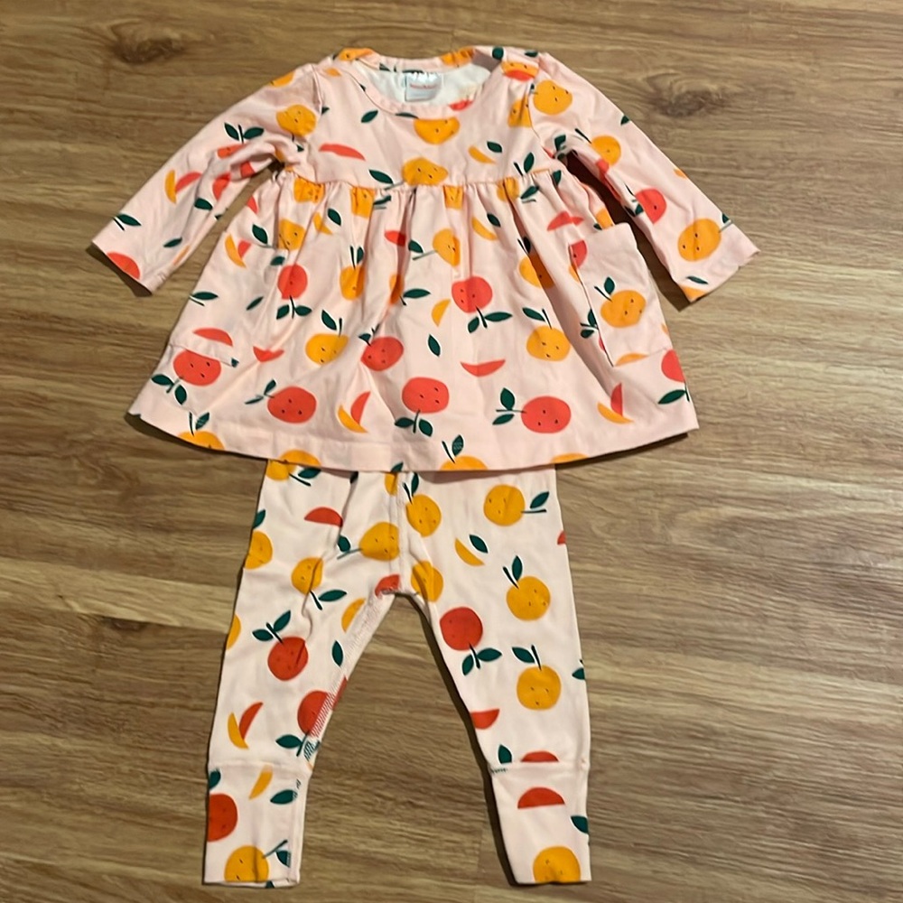 Hanna Andersson Two Piece Outfit Baby Girl 6-12M Pink 100% Organic Cotton
